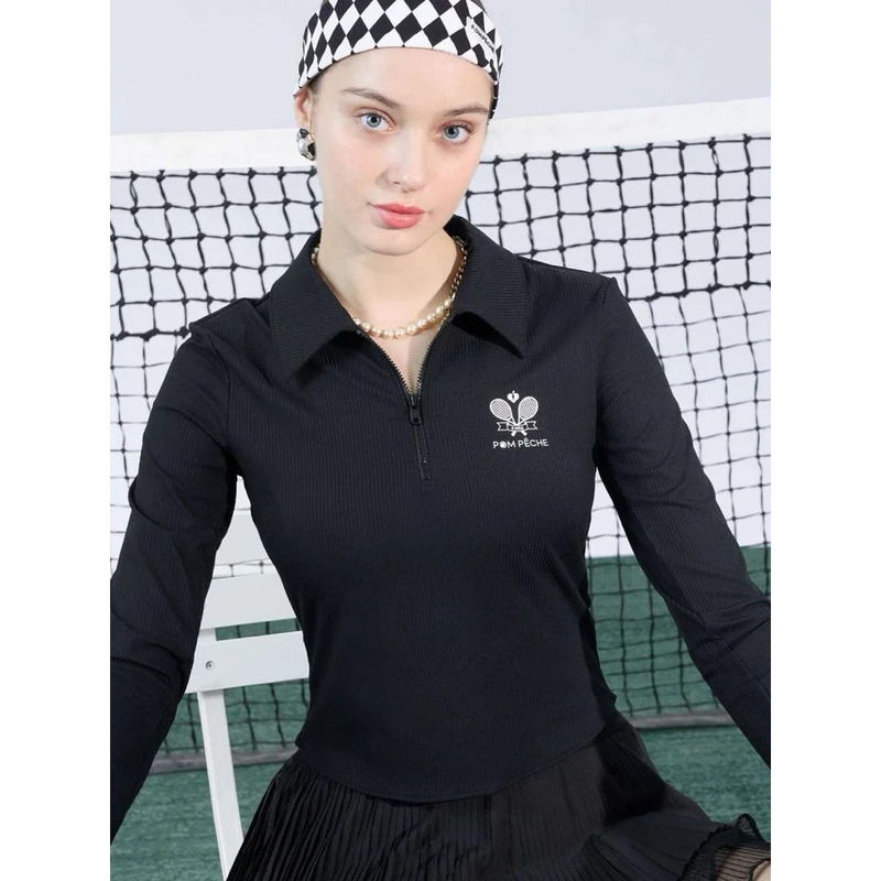 Pom Peche Eurus Long Sleeve Top Hitam Ukuran S-L