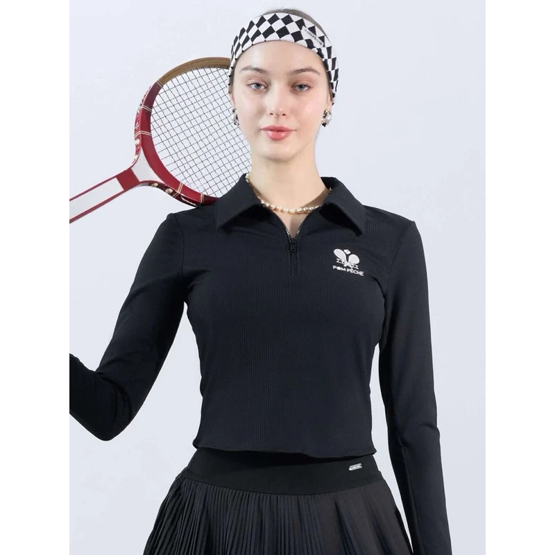 Pom Peche Eurus Long Sleeve Top Hitam Ukuran S-L