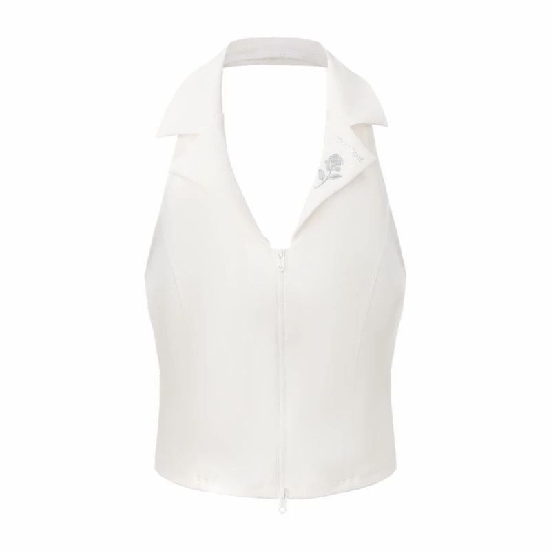 POMPECHE Rose Halter Tank top - WHITE