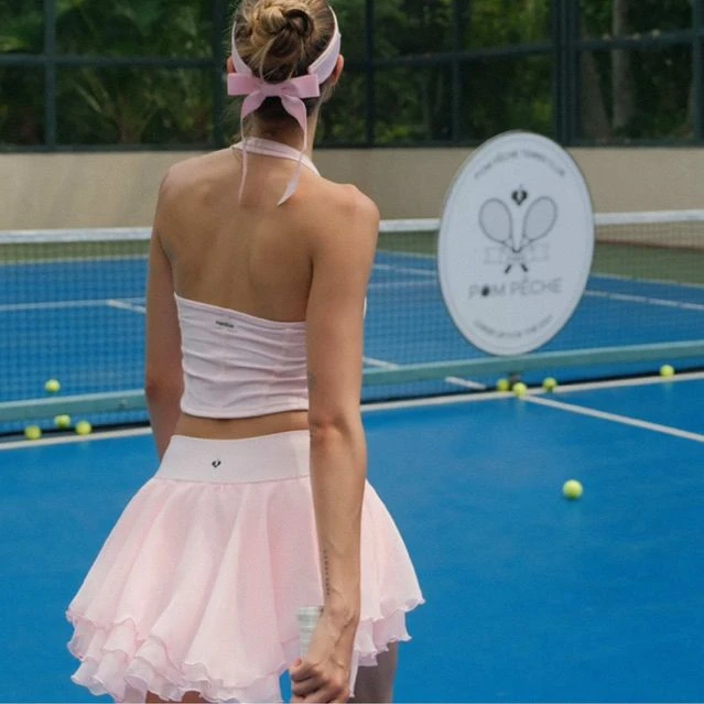 POMPECHE Ruffle Tenis Padel Skirt - PINK
